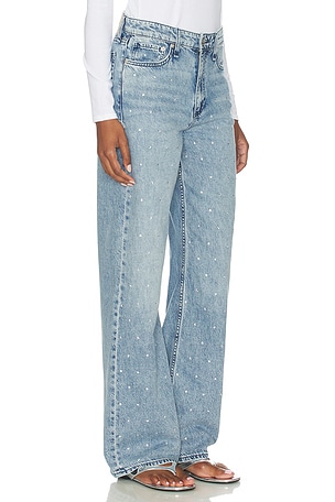 Rag & Bone Featherweight Logan Embellished Wide Jeans in Blue