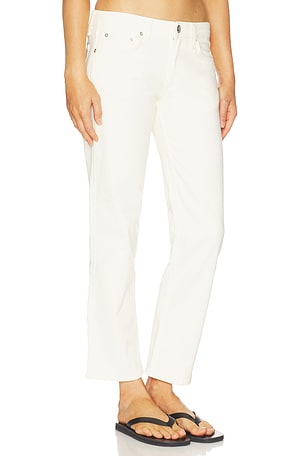 Rag & Bone Harlow Low Rise Ankle Straight Jeans in Cream