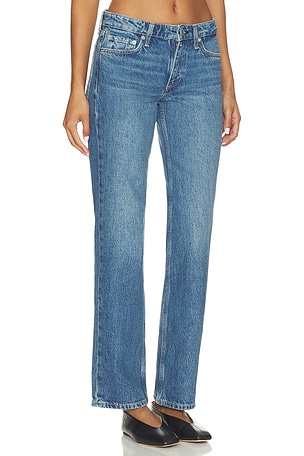 Rag & Bone Harlow Low Rise Full Length Slim Straight Jeans in Blue