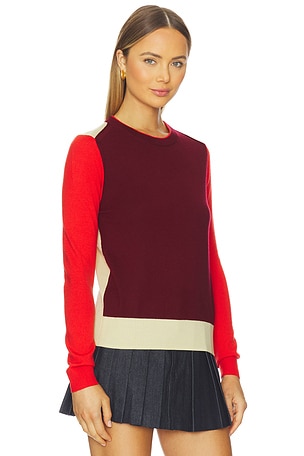 Rag & Bone Taron Colorblock Crew in Burgundy