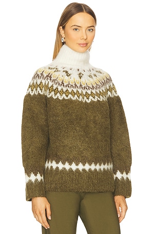 Rag & Bone Beth Oversized Fair Isle Turtleneck in Army