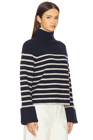 Rag & Bone Ilaria Stripe Turtleneck in Navy