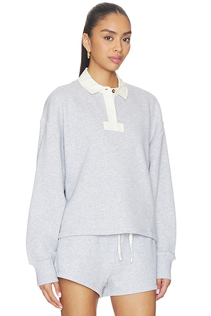 Rag & Bone Vintage Terry Oversized Polo Sweatshirt in in Light Grey