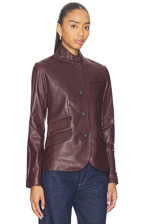 Rag & Bone Slade Leather Blazer in Burgundy