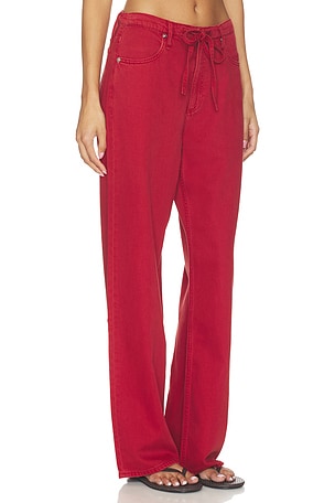 Rag & Bone Featherweight Phoebe Drawstring Wide Jeans in Red