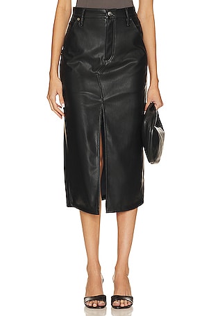 Brown Vegan Leather Midi Skirt – Reina Valentina