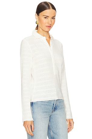 Rag & Bone Julia Long Sleeve Polo in Ivory