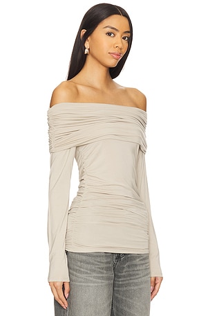 Rag & Bone Luca Off Shoulder Long Sleeve in Taupe