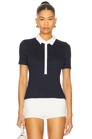 Knit Button Short Sleeve Polo Top Rag & Bone