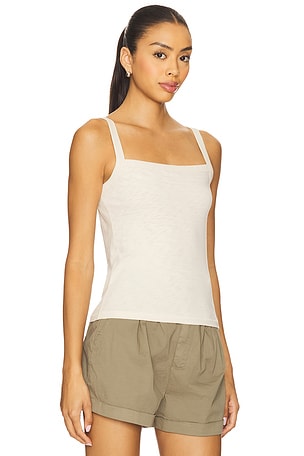 Rag & Bone Slub Square Neck Tank Top in Beige
