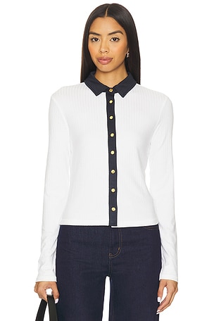 The Knit Contrast Long Sleeve Polo Rag & Bone