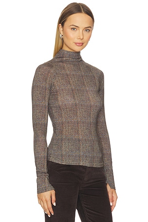 Rag & Bone Shaw Paneled Turtleneck Tee in Brown. Size XXS. Also