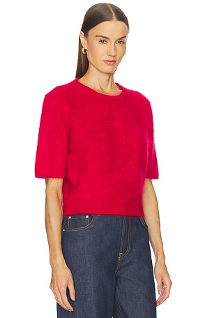 Rag & Bone Jada Brushed Cashmere Short Sleeve Crew in Red