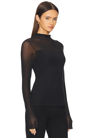 Rag & Bone Luca Double Layer Mock Neck Long Sleeve in Black