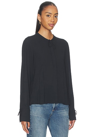 Rag & Bone Arden Pleated Blouse in Black. Size XS. Also