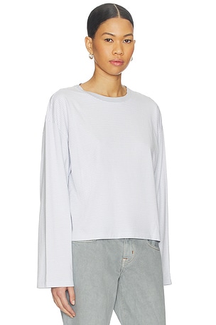 Rag & Bone Kelly Stripe Boxy Long Sleeve Top in Baby Blue