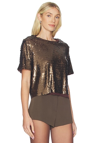 Rag & Bone Lucy Sequin Tee in Brown