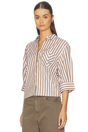 Rag & Bone Lucia Stripe Poplin Shirt in Brown