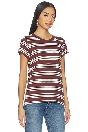 Rag & Bone The Slub Striped Tee in Brown,White
