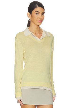 Rag & Bone Anne Long Sleeve Layered Polo in Yellow