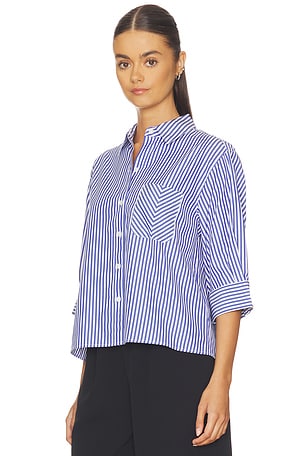 Rag & Bone Lucia Stripe Poplin Shirt in Navy