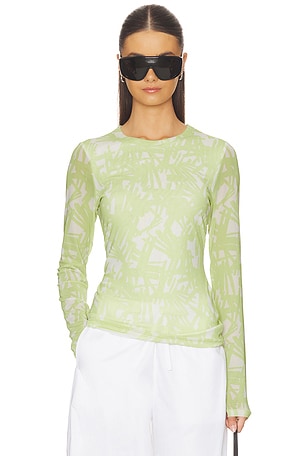 Yana Printed Mesh Long Sleeve Tee in Yellow Rag & Bone