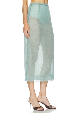 RENGGLI Organza Pencil Skirt in Teal