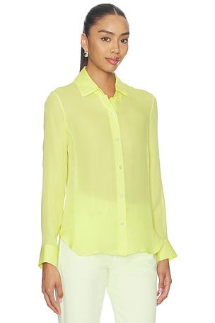 RENGGLI Silk Georgette Button Up Shirt in Yellow