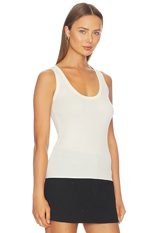 RENGGLI Scoop Neck Rib Tank in Cream. Size XXS. Also