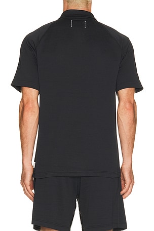 Reigning Champ Solotex Mesh Tiebreak Standard Polo in Black