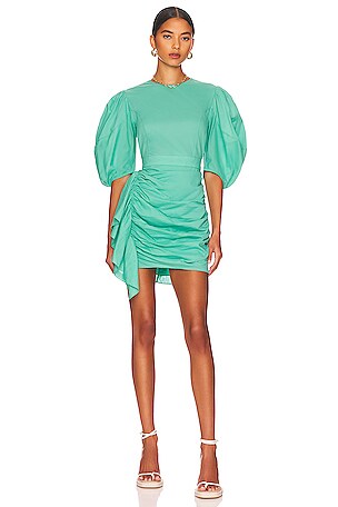 rhode green pia dress Rhode Pia Ruched Velvet Mini Dress Emerald Green Womens Size 6