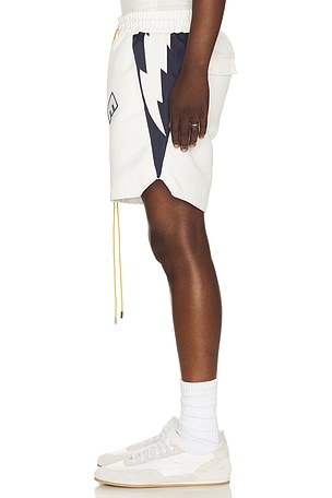 Rhude Logo Lightning Shorts in White