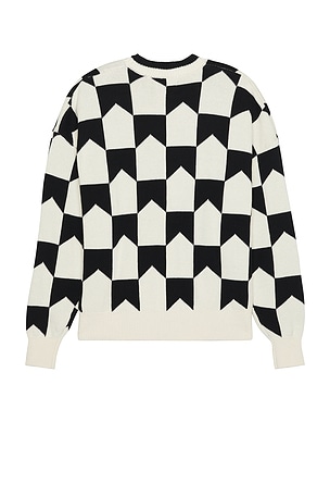 Rhude Chevron Checkered Knit Cardigan in Black