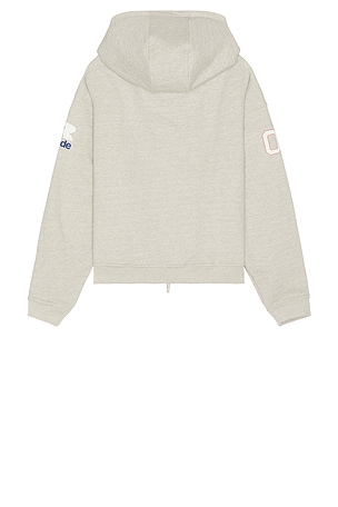 Rhude Racing Zip Up Hoodie in Light Grey