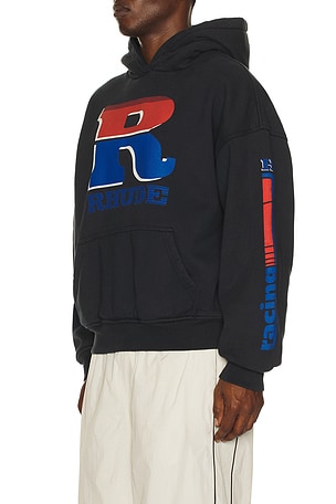 Rhude Split Petrol Logo Hoodie in Black