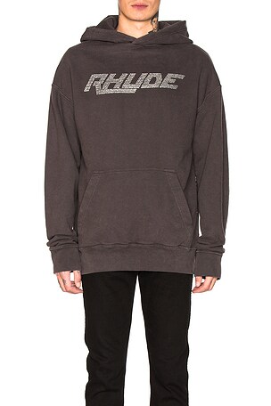 Rhude Logo Swarovski Hoodie in Black & Crystals | REVOLVE 