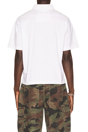 Rhude Short Sleeve Jersey Polo Shirt in White