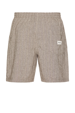 Rhythm Linen Stripe Fatigue Jam Shorts in Brown