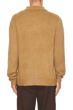 Rhythm Whip Stitch Button Up Knit Cardigan in Brown