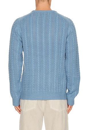 Rhythm Doheny Pointelle Crew Knit Sweater in Blue