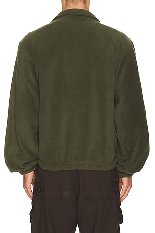 Rhythm Floresta Quarter Snap Button Fleece Sweatshirt in Green