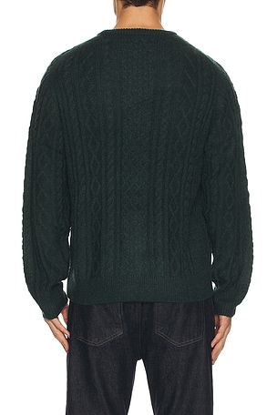 Rhythm Mohair Fishermans Knit Sweater in Dark Green