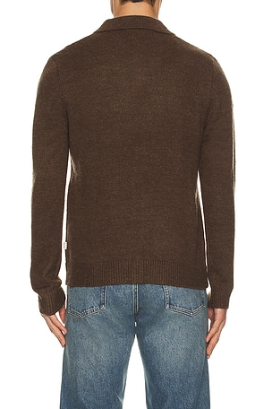 Rhythm Mohair Button Up Knit Cardigan in Chocolate