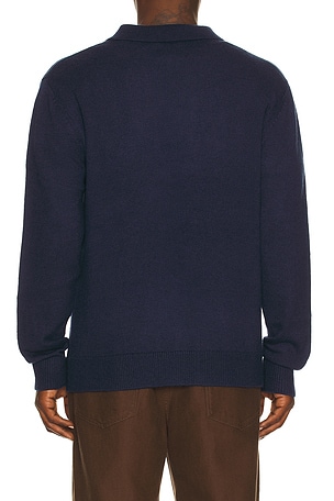 Rhythm Foster Knit Polo in Blue. Size XL/1X. Also