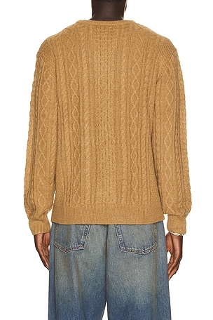 Rhythm Mohair Fishermans Knit Sweater in Brown