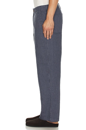 Rhythm Hickory Stripe Work Pant in Navy