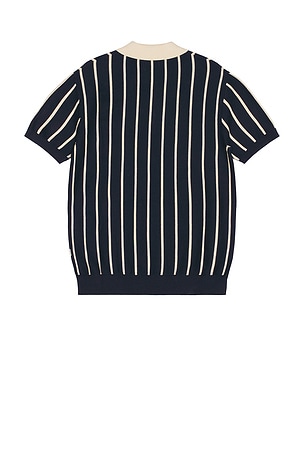 Rhythm Striped Knit Polo in Navy