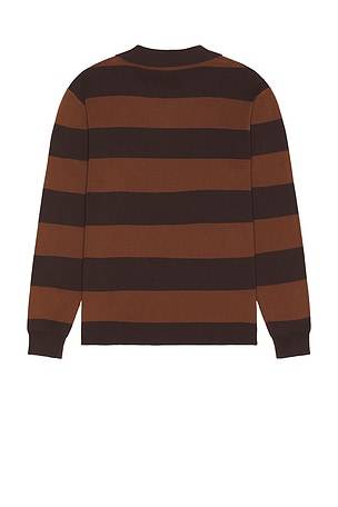 Rhythm Ventura Stripe Knit Polo in Brown. Size S. Also