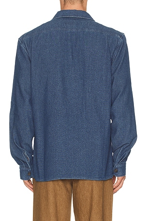 Rhythm Textured Wale Long Sleeve Shirt in Blue