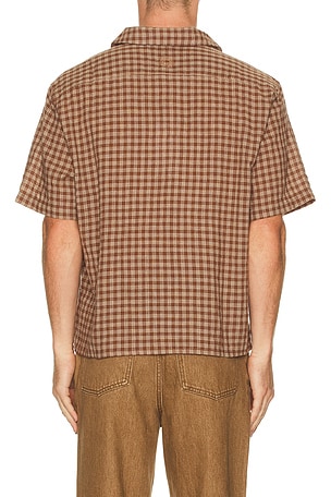 Rhythm Cross Check Crop Shirt in Brown. Size XL/1X. Also